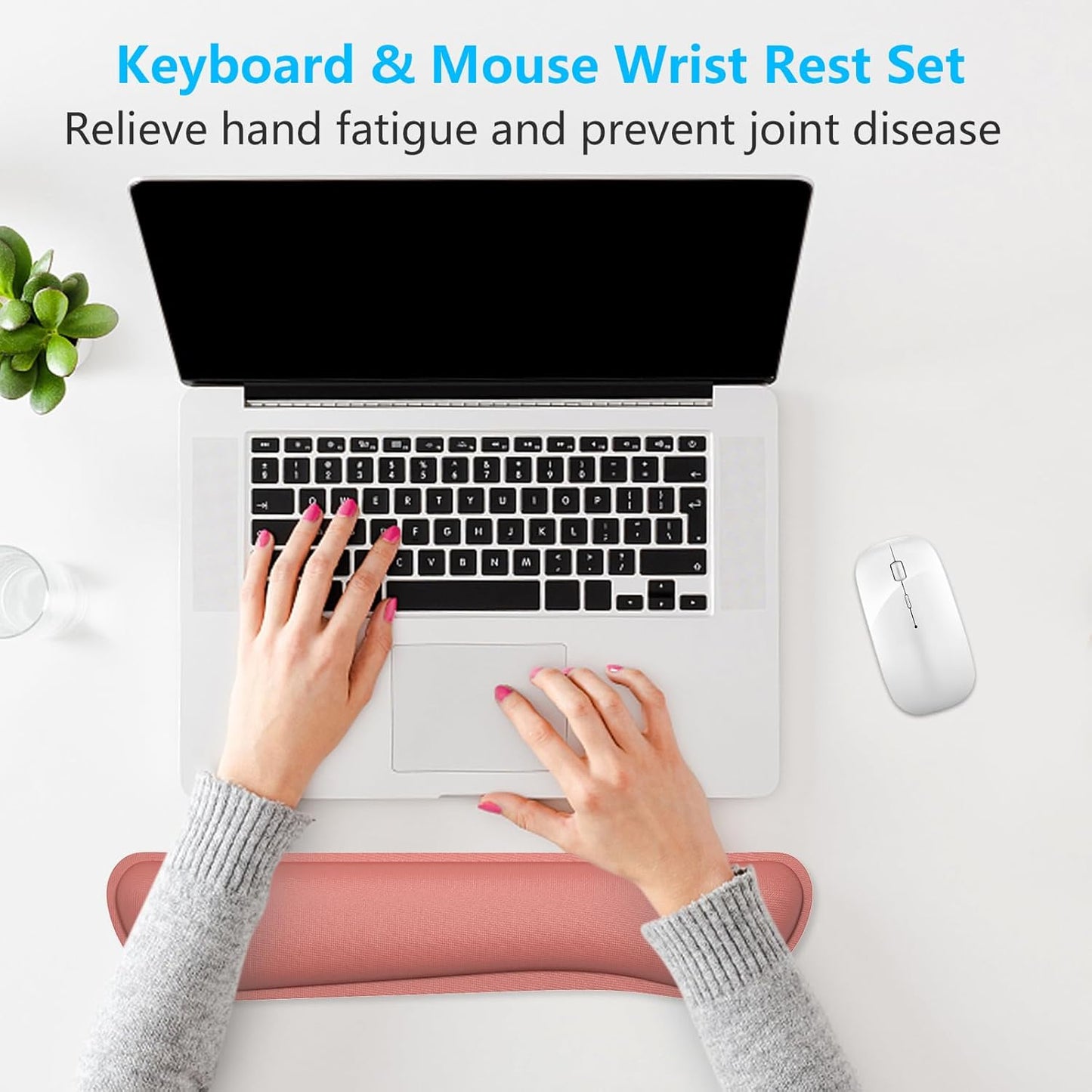Dapesuom Enlarge Keyboard Wrist Rest, Cute Memory Foam Keyboard Wrist Cushion for Computer Desk Mats Support, Typing Pain Relief Ergonomic Mouse Pad Rests with Non-Slip Base for Gaming, Laptop, Purple