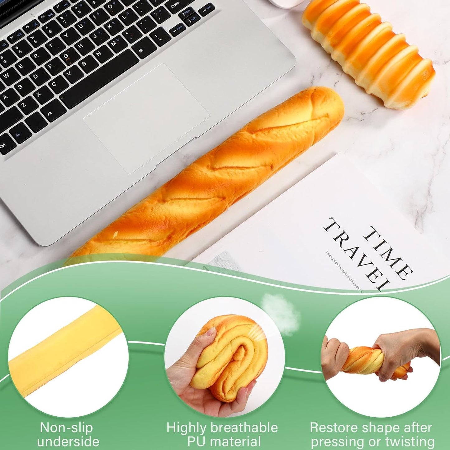 Flutesan 2 Pieces Keyboard Mouse Wrist Rest Pad Wrist Rest Support Funny Desk Pad Toast Bread Keyboard Rest Cute Cushion for Typing(Mixed Style,13.4 x 2.2 x 1.6/5.9 x 1.6 x 2.4 Inch)