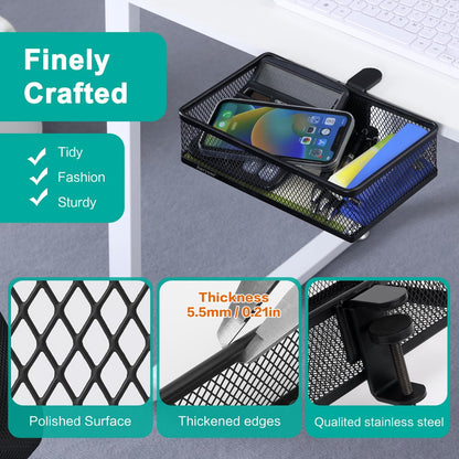 Under Desk Drawer Organizer - Clamp-On Above or Below Desk Mesh Drawer for Office Accessories, Storage Tray, and Desktop Organizer (White - Small)
