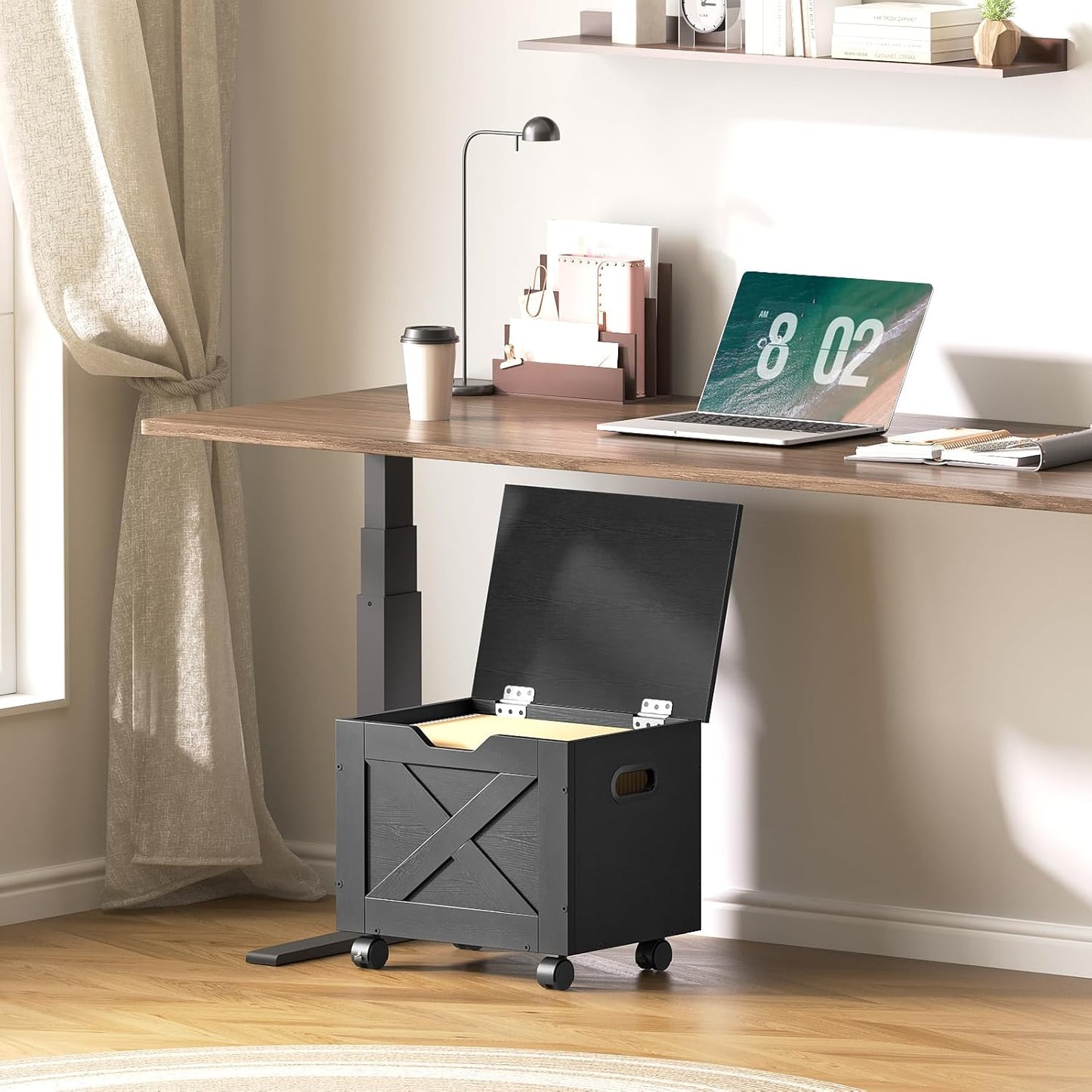 MAHANCRIS Rolling Filing Cabinet, Small File Cabinet Under Desk with Single Drawer, Hanging File Organizer for A4/Letter-Size Documents, Organizer Box, for Home Office, Rustic Brown FCRB4001