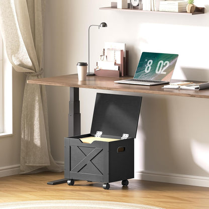 MAHANCRIS Rolling Filing Cabinet, Small File Cabinet Under Desk with Single Drawer, Hanging File Organizer for A4/Letter-Size Documents, Organizer Box, for Home Office, Rustic Brown FCRB4001