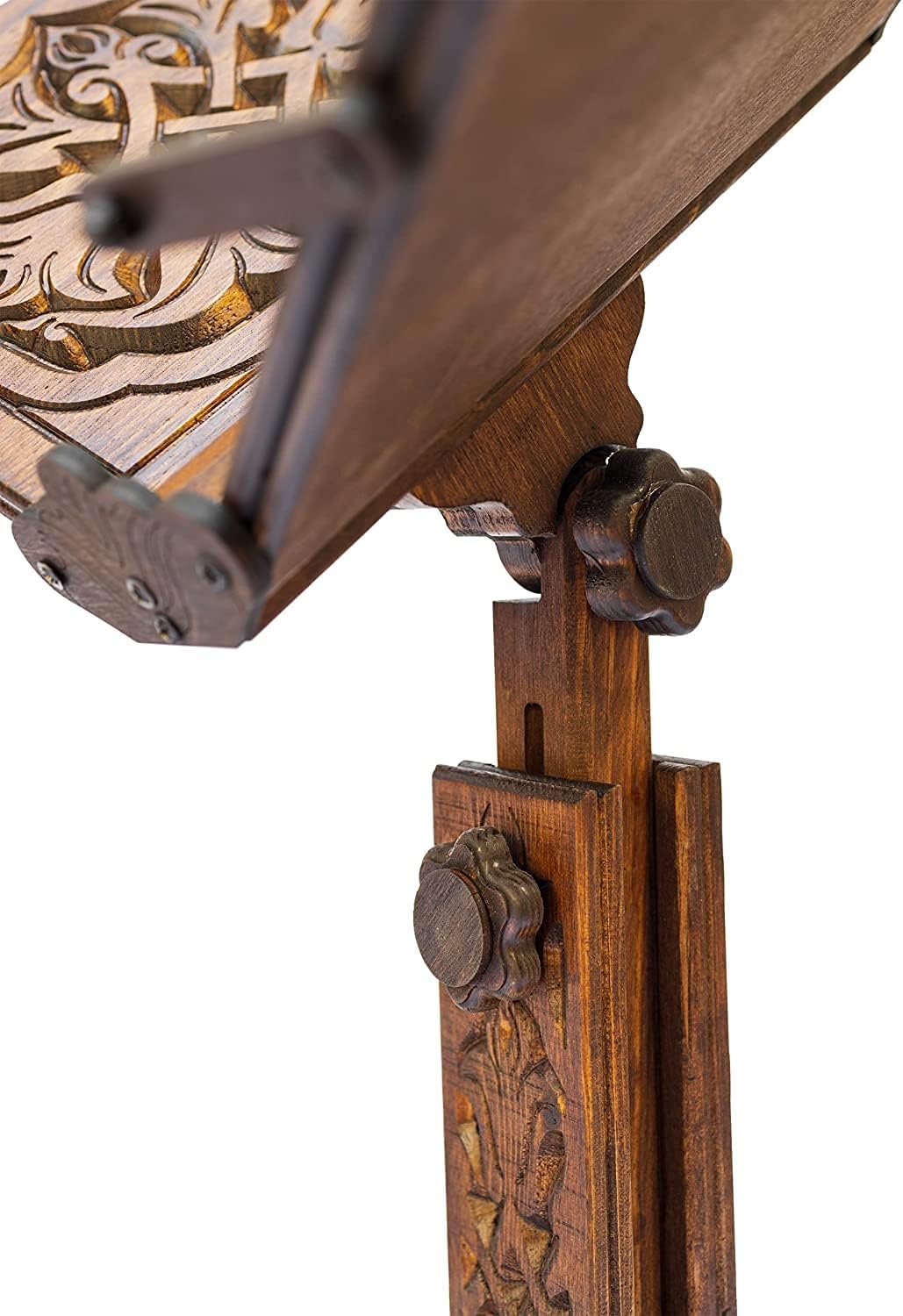 Prayer Book Holder Stand Ramadan Gift Rihal Rehal Wooden Carved Gift (Adjustable White)