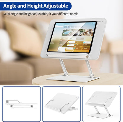 BESIGN BS01 Book Stand for Reading, Adjustable Book Holder, Ergonomic Laptop Stand with Elastic Page Clips for Music Scores, Recipe, Tablet, Laptop (Black)