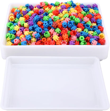 Hoteam 10 Pcs Flat Storage Organizer Tray Bin Paper Tray for Classroom Plastic Stackable File Organizer for School Office Teacher Book Organization(Clear,13.78 x 9.84 x 3.15 Inch)
