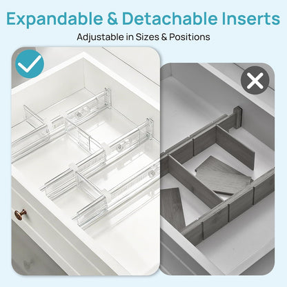 Vtopmart 8 Pack 6" Tall Upgrade Drawer Dividers for Big and Deep Drawer, 12.8"-22.3" Adjustable Expandable Dresser Drawer Organizer, Clear Plastic Separators for Dresser, Baby Supplies, Kitchenware
