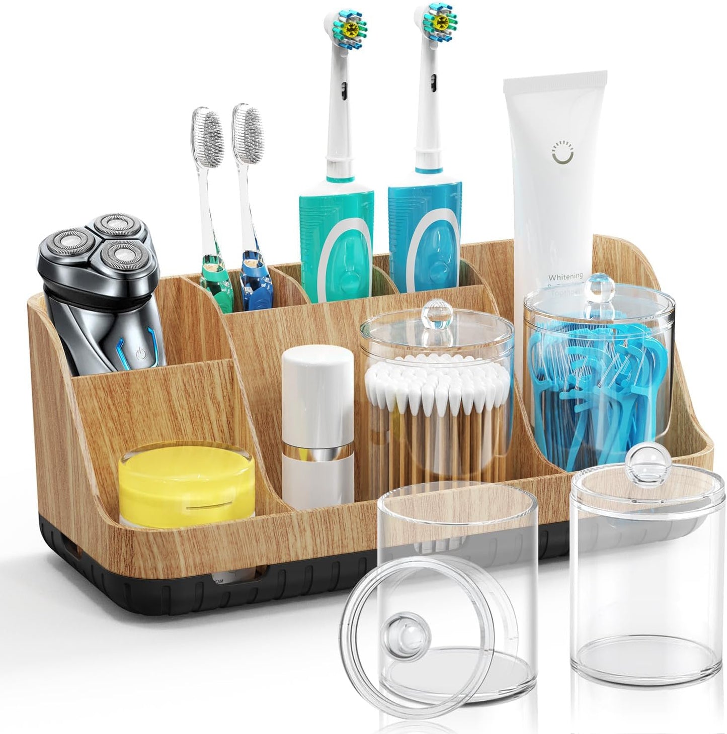 GFWARE Bathroom Organizers and Storage - Detachable 7 Slots Kids Electric Toothbrush and Toothpaste Holde Drainage for Bathroom Accessories Organization Counter Vanity Storage