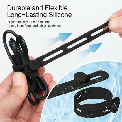 Donruby 24Pcs Silicone Cable Ties - Reusable & Washable with Locking Buckles, Adjustable Fastening Cable Management Straps, Multi-Purpose High Elasticity Cord Organizer (Purple)