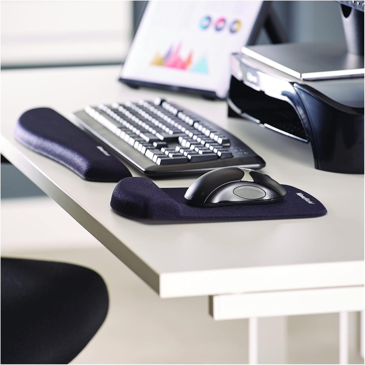 Fellowes PlushTouch Foam Keyboard Wrist Rest with MICROBAN - Black (9252101)