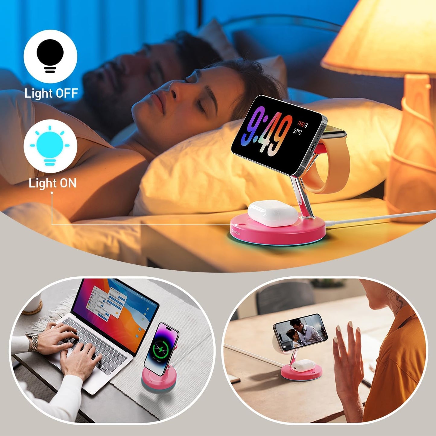 New 3 in 1 Charging Station for Apple Compatible with Magsafe Charger Stand for iPhone 17 16 15 14 13 12 Wireless Charging Station for AirPods Wireless Charger for iWatch Series