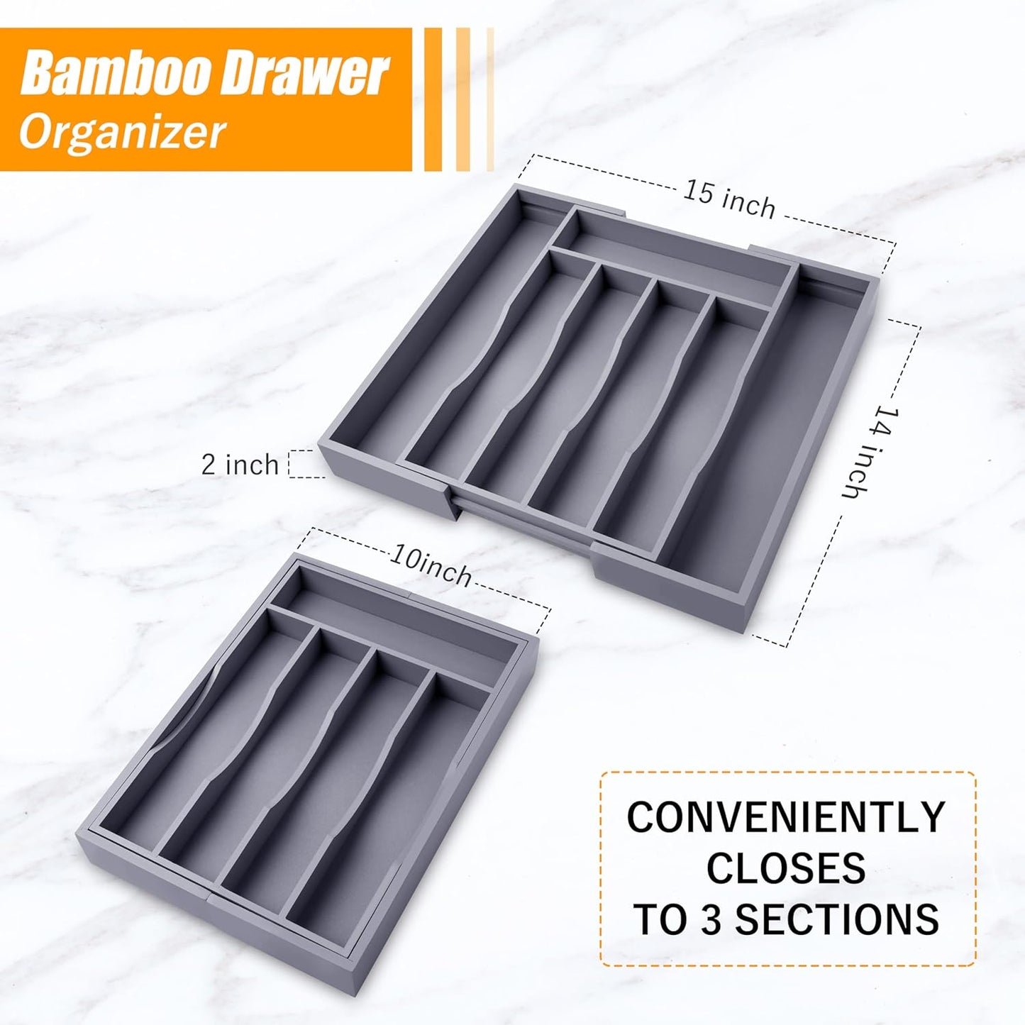 Kitchen Silverware Drawer Organizer and Storage Flatware Cutlery Utensil Holder Spice Rack Containers Bathroom Counter Cabinet Office Desk Makeup Drawer Tray Kitchen and Dining Tools Decor Accessories