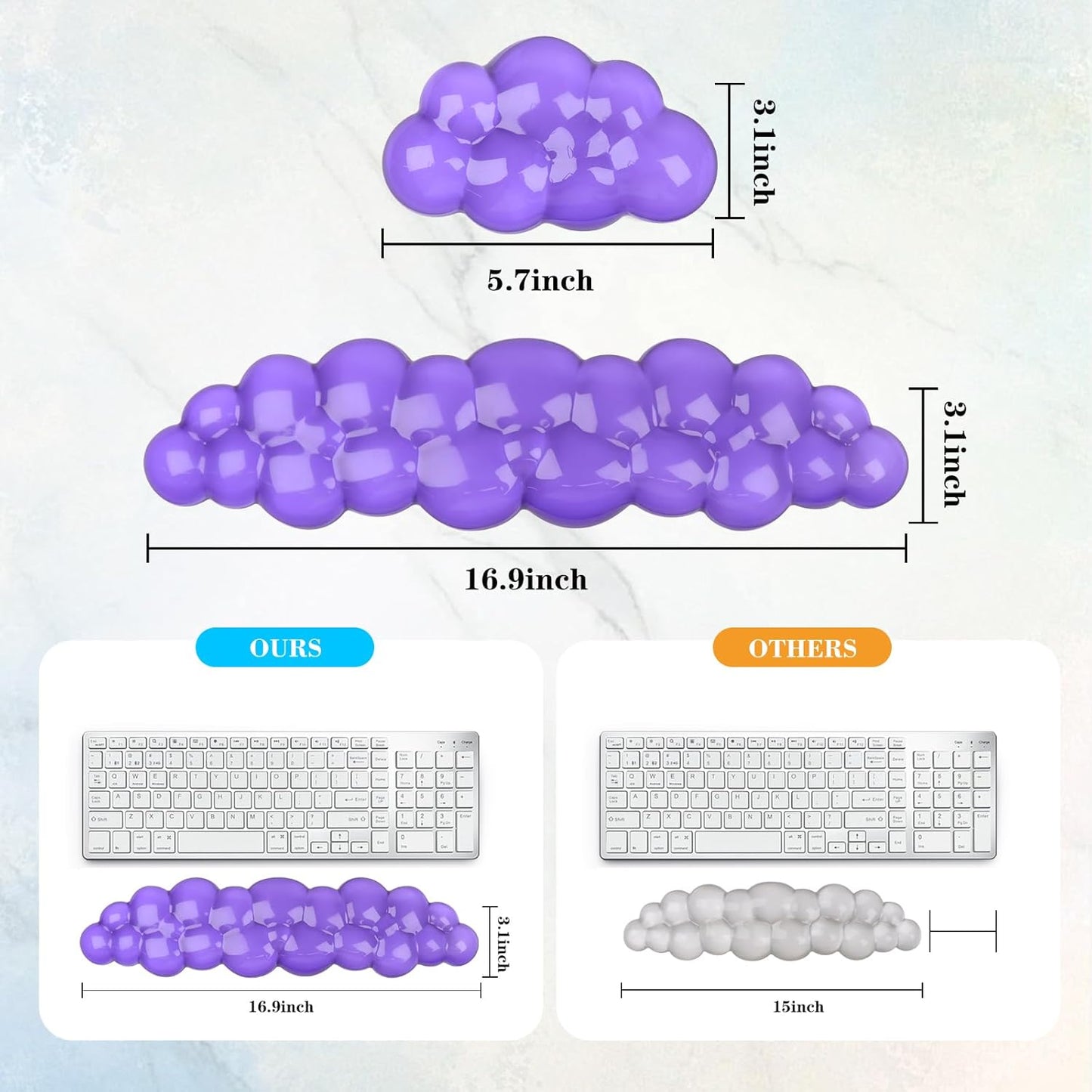 Gel Cloud Keyboard and Mouse Wrist Rest, Cute Wrist Support and Arm Support Keyboard Rest for Keyboard and Mouse Typing Pain Relief，Suitable for Office/Computer/Laptop/Gaming (Pink)