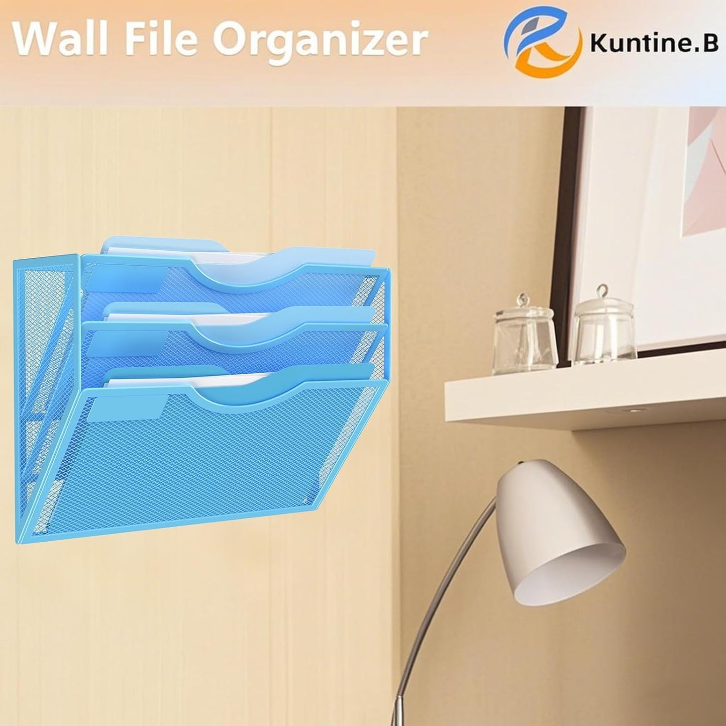 Kuntine.B Wall File Organizer Office Hanging Magazine Holder Wall File Organizer for Office Home (Black, 5 Tier)