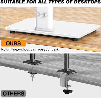 Single Monitor Stand VESA Mount for 13-32 Inch Screens, Free-Standing Monitor Riser with Swivel Tilt Rotation Height Adjustable, Universal Desk Stand up to 44lbs, VESA 75x75, 100x100mm