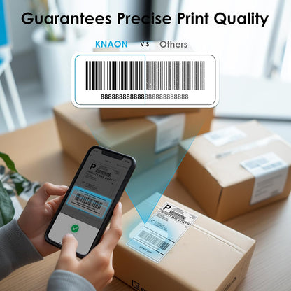 KNAON Bluetooth Thermal Shipping Label Printer, 4x6 Portable Thermal Address Label Printer for Small Business, Compatible with iPhone,Android,Windows,Mac–Works with Etsy Shopify USPS&More, White