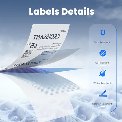 Clabel Printable White Cable Labels 6 Rolls of Thermal Self-Adhesive Paper Labels Tape, 25x78mm (1"x3") 100 Sheets Per Roll, Black Print on White Sticker Tags Durable
