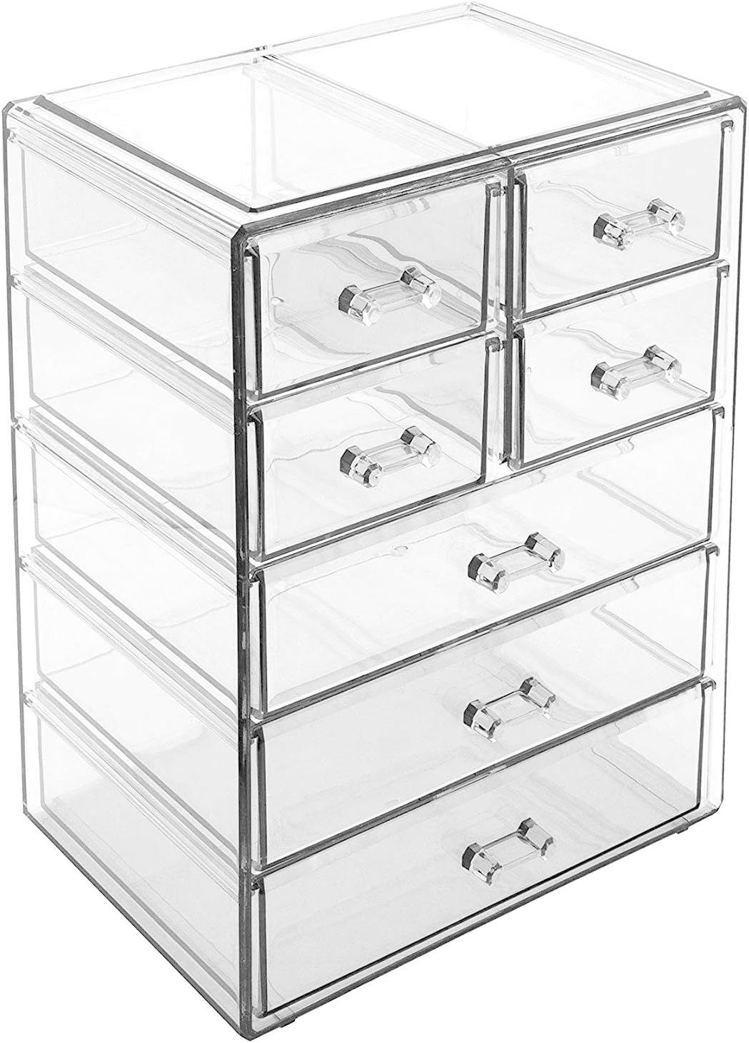Sorbus Acrylic Makeup Organizer Set, 6-Drawer Vanity & Countertop Cosmetic Storage with Small & Wide Drawers, Clear Makeup Storage for Brushes, Lipsticks, Jewelry – Holiday Gift for Women & Teens