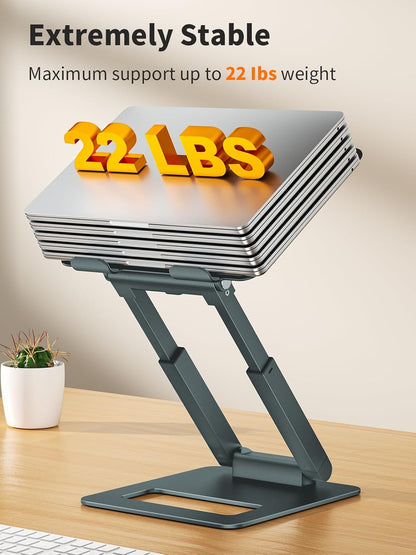 tounee Laptop Stand for Desk Adjustable Height, Telescopic Computer Stand with Pull Out Design Ergonomic Laptop Riser Fits All Laptops 10-17"-Silver