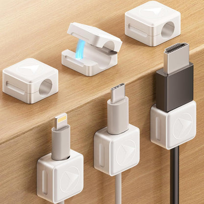 8 Pack Magnetic Cable Clips, Phone Cord Holder for Nightstand, Under Desk Cable Management, Canisflax Adhesive Wire Charging Cord Organizer Keepers Holder for Home Office Car Wall Desktop