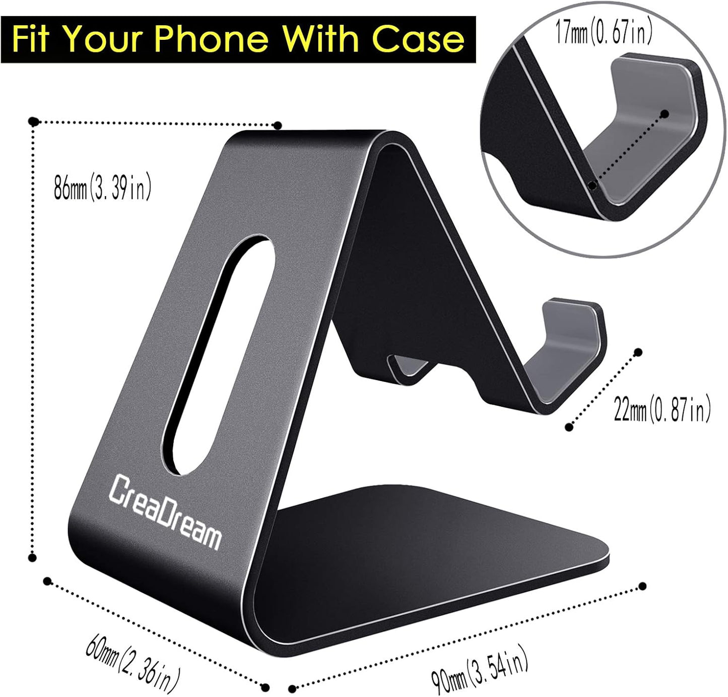 CreaDream Cell Phone Stand, Cradle, Holder, Aluminum Desktop Stand Compatible with Switch, All Smart Phone, iPhone 15 14 13 12 Pro Max Plus Mini Xr X Se 8 SE -Rose Gold
