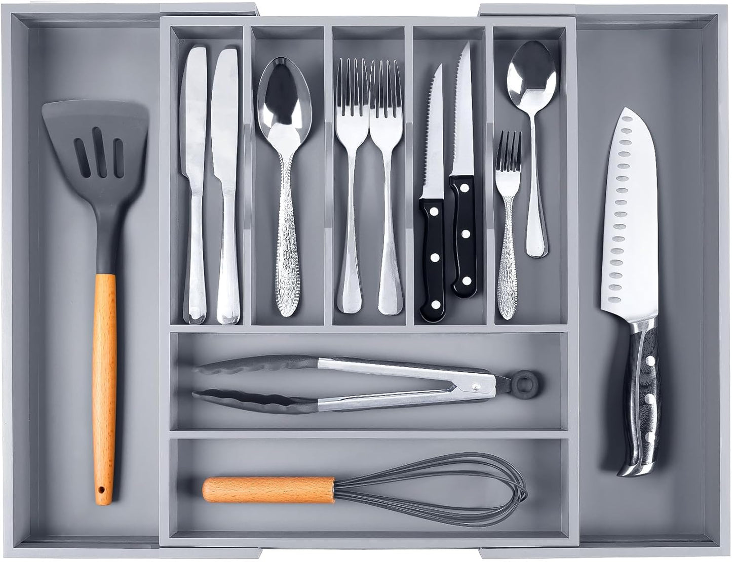 Kitchen Silverware Drawer Organizer and Storage Flatware Cutlery Utensil Holder Spice Rack Containers Bathroom Counter Cabinet Office Desk Makeup Drawer Tray Kitchen and Dining Tools Decor Accessories