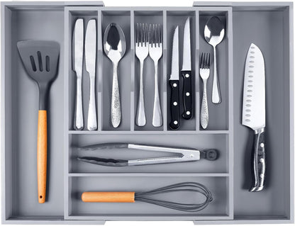 Kitchen Silverware Drawer Organizer and Storage Flatware Cutlery Utensil Holder Spice Rack Containers Bathroom Counter Cabinet Office Desk Makeup Drawer Tray Kitchen and Dining Tools Decor Accessories