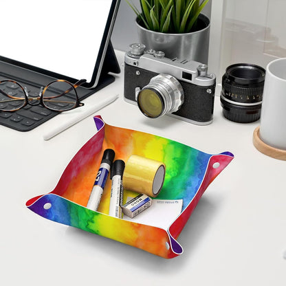 Retro Video Game Pattern Leather Vanity Tray Desktop Storage Organizer, Decorative Catchall Perfume Tray, Bathroom Valet Tray,Nightstand Caddy Holder for Keys Phone Wallet Coin Jewelry, S