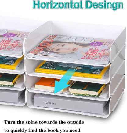 3 Tiers Stackable A4 Paper Trays, Office Desk File Holder, Tidy File Document Letter Book Paper Organizer (3 Tiers,Clear)