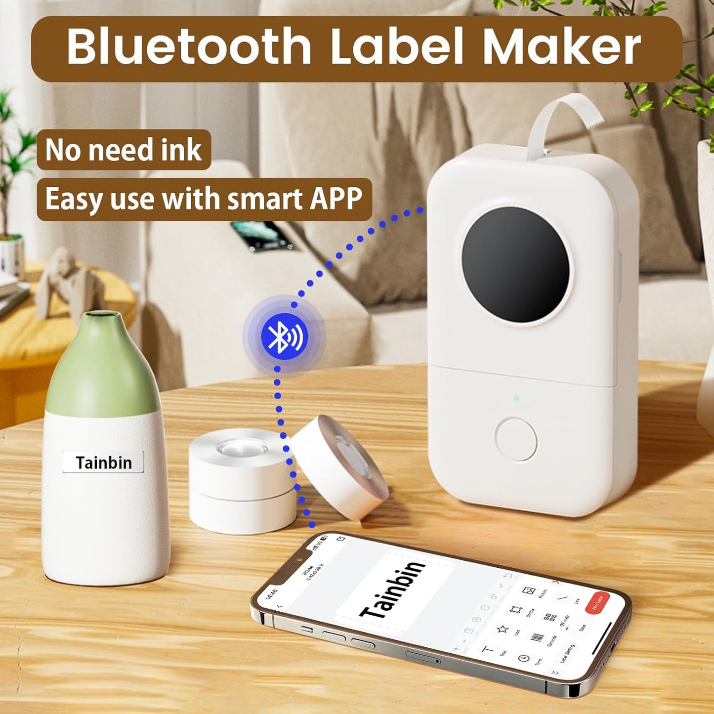Label Maker, Phomemo D30 Bluetooth Mini Label Maker Machine, Portable Thermal Printer Small Rechargeable Labeler for Kids School Classroom Teacher Supplies, Home Office Labeler Works with Tablet/Phone