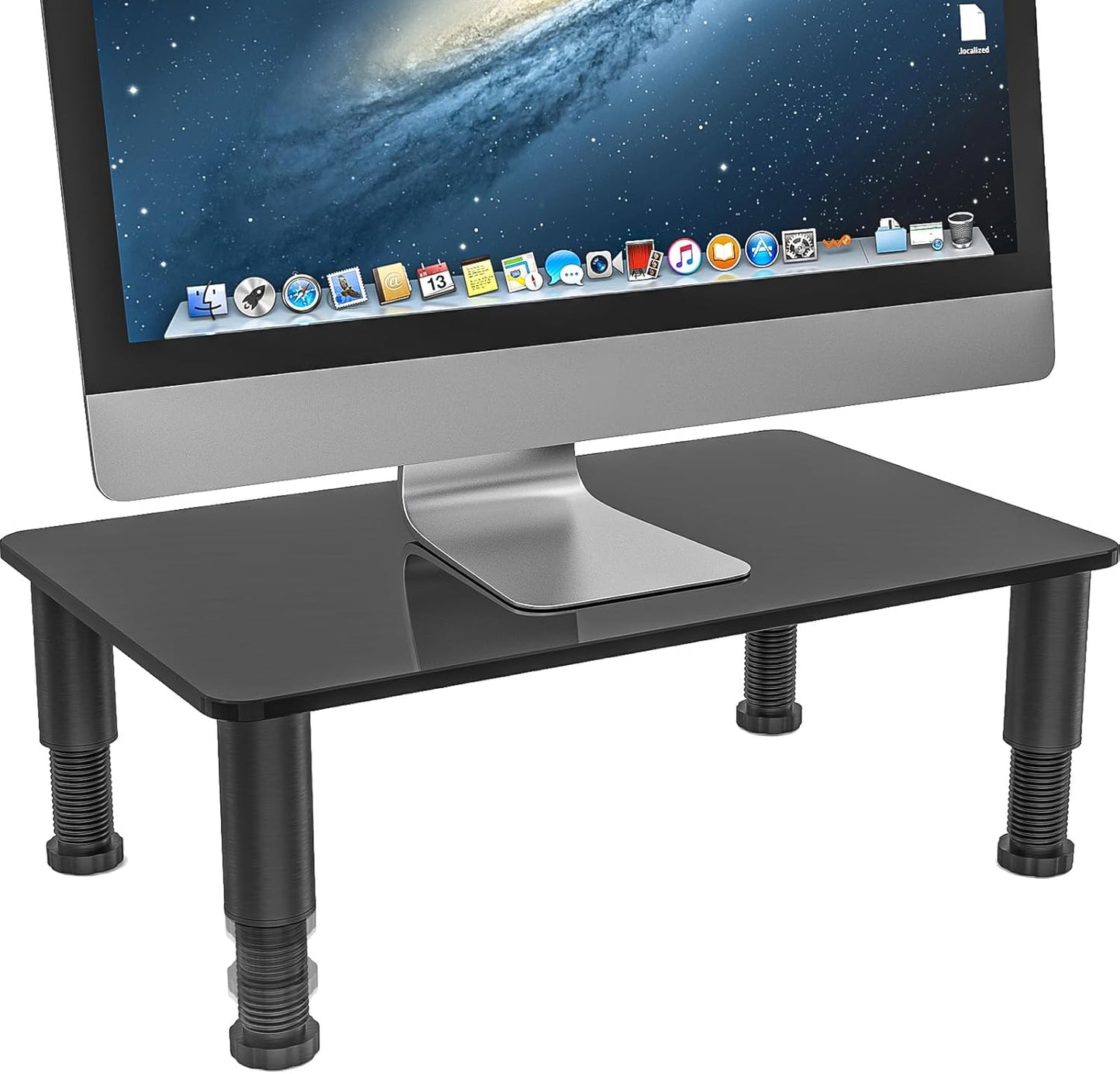 Hemudu Clear Computer Monitor Stand Riser with Height Adjustable Multi Media Desktop Stand for Flat Screen LCD LED, Laptop/Notebook/Xbox One,HD01T-002