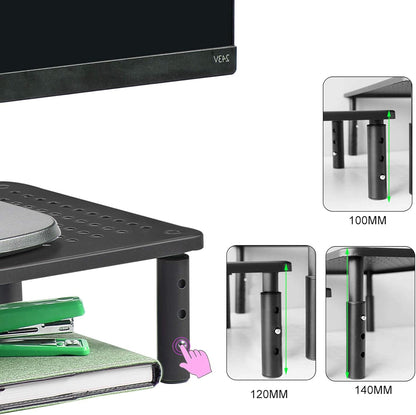 Bracwiser Monitor Stand Riser, Metal Computer Stand, 3 Height Adjustable Screen Riser with Mesh Platform for PS4, Laptop, Printer, Notebook and All Flat Screen, Holds Up to 20KG