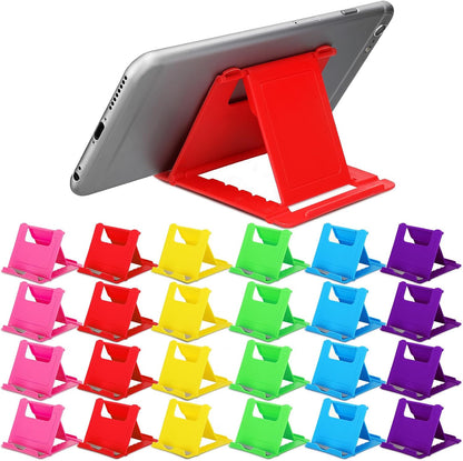 Macarrie 24 Pcs Cell Phone Stand, Universal Foldable Tablet Stand for Desk Compatible with 13 12 11 Pro XS Max x 8 6s Plus Smartphones(Black)