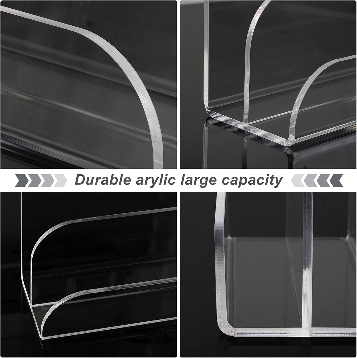 Acrylic Mail Organizer - 2 Section Desk Organizer with File Sorter and Letter Holder