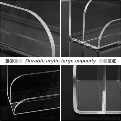 Acrylic Mail Organizer - 2 Section Desk Organizer with File Sorter and Letter Holder
