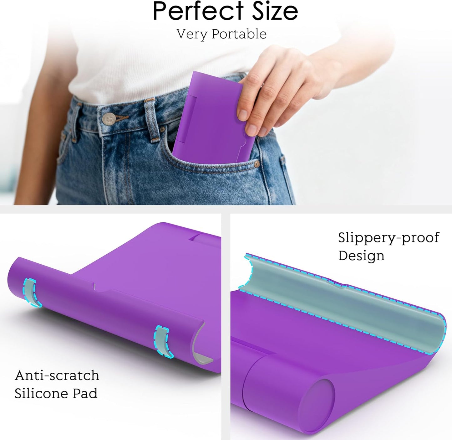 Cell Phone Stand for Desk, Foldable and Adjustable Multi-Angle Holder Dock, Universal Compatibility for Most Phone and Tablet, Portable and Sturdy Design for Office and Home (Pink)