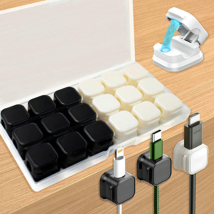 18 Pack Cord Organizer Holder,Magnetic Cable Clips Management, Easy Adhesive Phone USB Charger Cord Keeper, Hide Or Organize Desk Cable for Kitchen, Office, Car, Nightstand （Black）