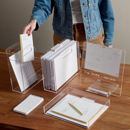 russell+hazel Fine Line Acrylic Inbox, 12.4" x 10" x 2" – Clear Acrylic Paper Tray for Home, Office, or Multi-Purpose Storage