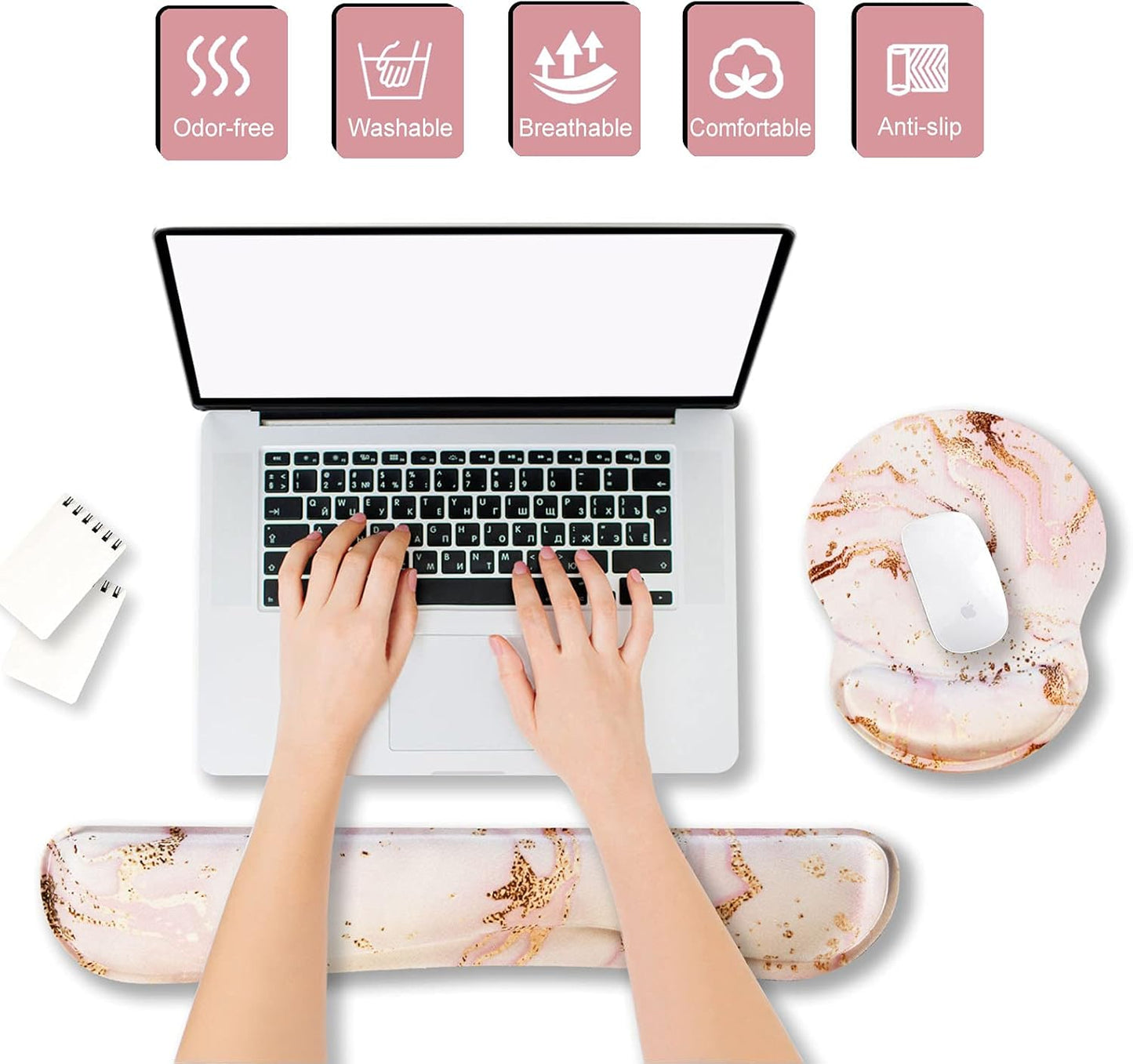 ArtSo Upgraded Wrist Rest Support for Mouse Pad & Keyboard, Ergonomic Gel Mousepad Non-Slip Rubber Base Home,Office Pain Relief, Easy Typing Cushion Neoprene, Soft Memory Foam, Purple Heart Butterfly