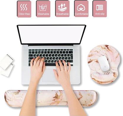ArtSo Upgraded Wrist Rest Support for Mouse Pad & Keyboard, Ergonomic Gel Mousepad Non-Slip Rubber Base Home,Office Pain Relief, Easy Typing Cushion Neoprene, Soft Memory Foam, Purple Heart Butterfly