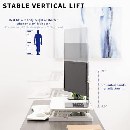 VIVO 26 inch Desk Converter, K Series, Height Adjustable Sit to Stand Riser, Dual Monitor and Laptop Workstation with Keyboard Tray, Black, DESK-V026KB