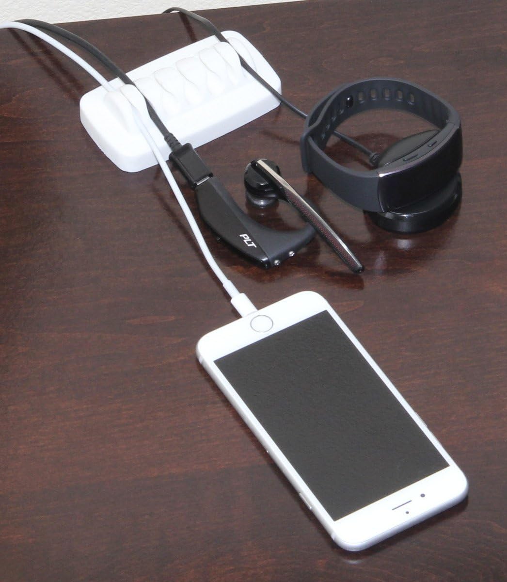 Heaviest Cable Organizer on The Market! Compact and Weighted Desktop Cord Holder and Cable Organizer, Eco-Friendly Silicone, No Bad Smell, Bundled with 4 Reusable Cable Ties! (Black)