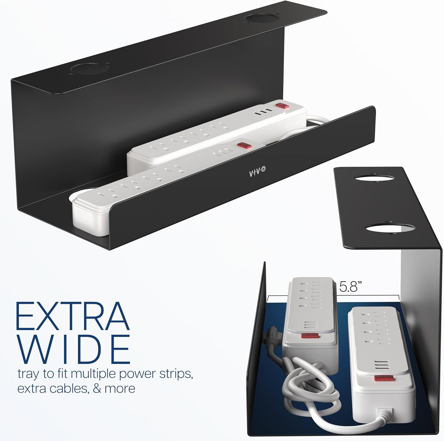 VIVO Under Desk 17 inch Cable Management Tray, Cord Organizer, Home Office Desk Accessories, White, DESK-AC06-1CW