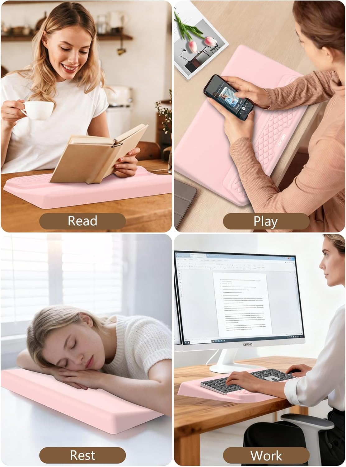 2-in-1 Ergonomic Keyboard Stand with Wrist Rest, Comfy Keyboard Riser Holder with Massage Design, Black