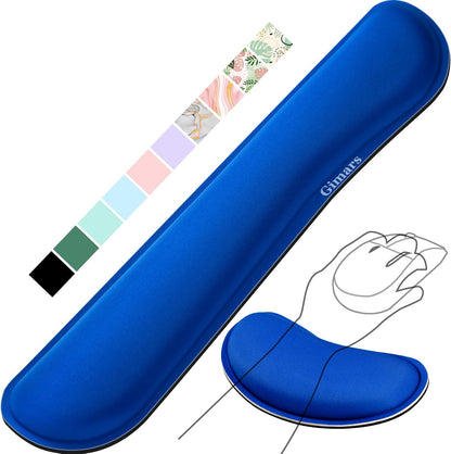 Gimars Upgrade Enlarge Silky and Superfine Fabric Gel Memory Foam Keyboard Wrist Rest Set, Ergonomic Keyboard Mouse Wrist Support for Typing Pain Relief, Comfort for Office, Gaming, Computer