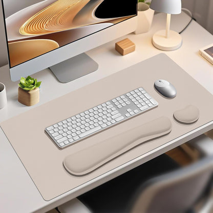 Wrist Rest for Computer Keyboard and Mouse, Ergonomic Design Wrist Support Pad for Keyboard, Soft Memory Foam Desk Pads Support Hand and Arm Easy Typing Pain Relief, 2 Piece Pad, Cream Pink