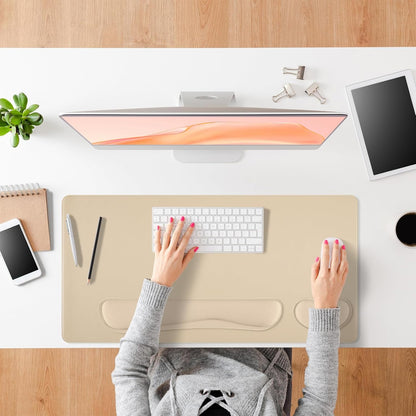 Green Desk Pad and Keyboard Wrist Rest, 3in1 Mousepad + Keyboard Wrist Rest+Mouse Wrist Rest for Home Office Table Computer Cover. (31.5×15.7,Green)