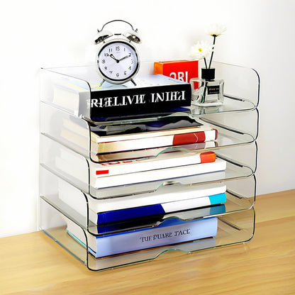 DCA Large Capacity Desk Organizer, 4 Tier Paper Organizer, File Organizer for Desk, Stackable Paper Tray for Office, Home and School