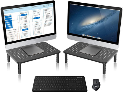 Bracwiser Monitor Stand Riser, Metal Computer Stand, 3 Height Adjustable Screen Riser with Mesh Platform for PS4, Laptop, Printer, Notebook and All Flat Screen, Holds Up to 20KG