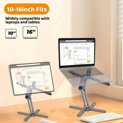 Moallia Laptop Stand with 360 Rotating Base, Computer Notebook Laptop Riser Metal Holder for Desk Collaborative Work, Fully Foldable for Easy Storage, Fits All MacBook, Laptops up to 16 inches