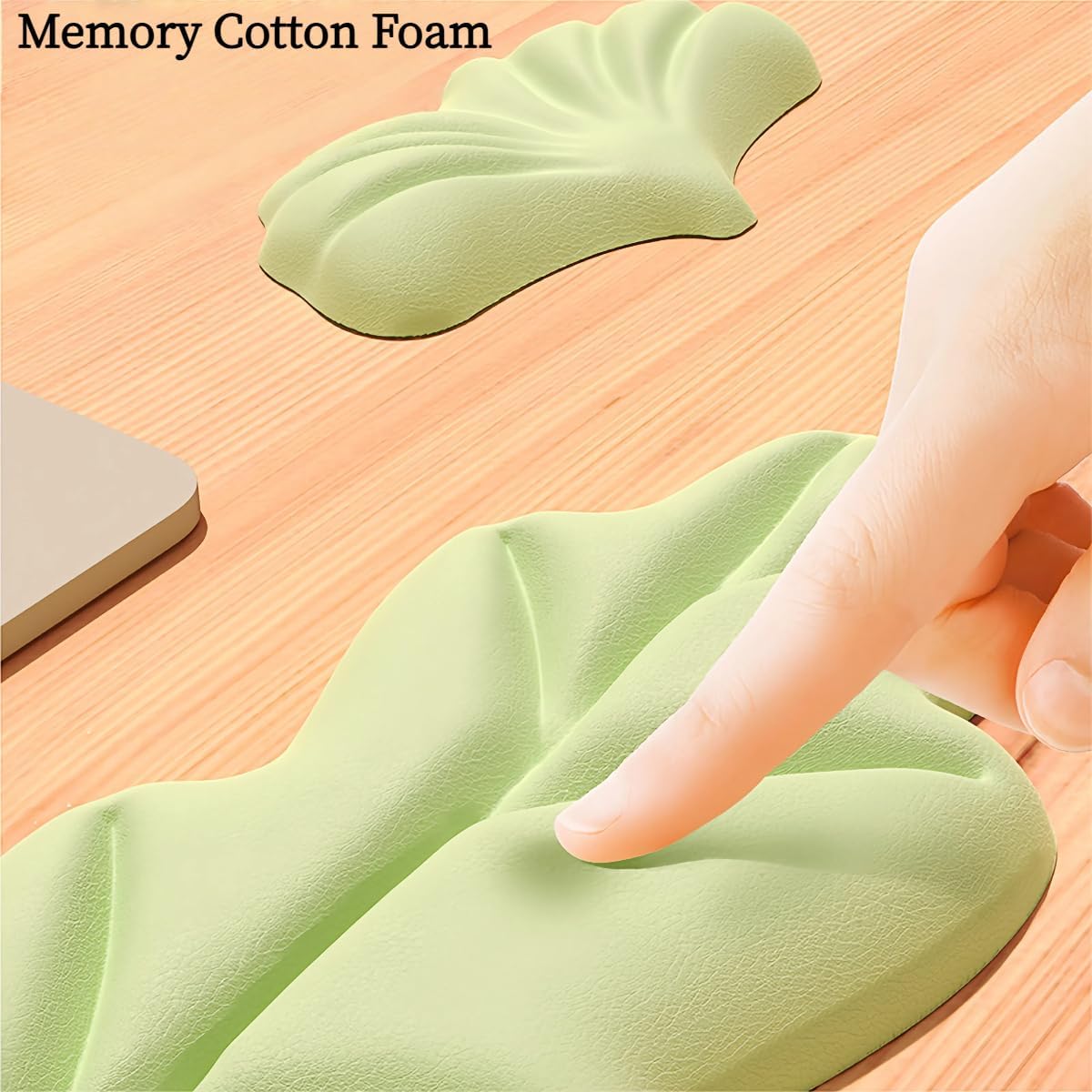Angel Wing Wrist Rest Ergonomic Memory Foam Wrist Rest for Computer Keyboard Mouse Set, Cute Gaming Keyboard Cushion Hand Support PU Leather Surface Anti-Slip Waterproof White Angel Wing