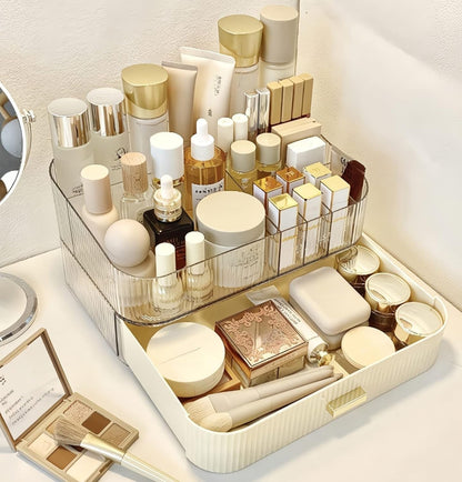 Stackable Cosmetics Organizer Drawers, Bathroom Vanity Makeup Organizers and Storage, Ideal for Desk and Dresser Countertops, Great for Palette, Skincare, Lipsticks, Nail Care. Green
